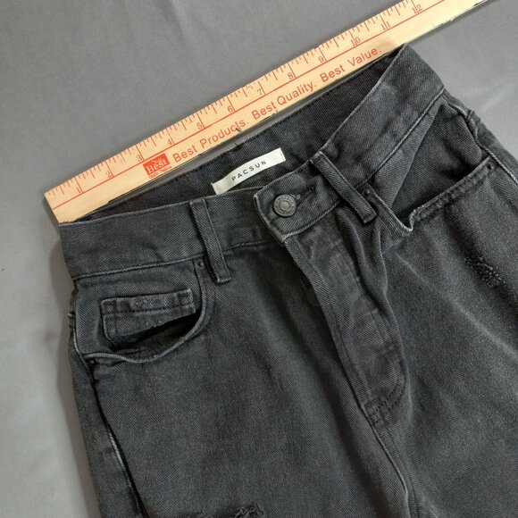 PACSUN high rise straight jeans in black Size 23 - Picture 9 of 10